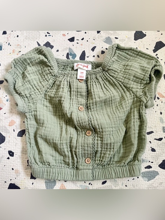 Cat & Jack Other - Cat & Jack Toddler Girls' Light Olive Cotton Pullover, Squareneck Crop Top - 18M